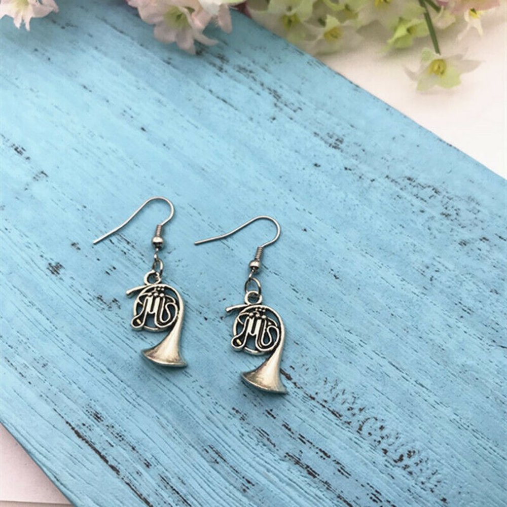 French Horn Silver Earrings